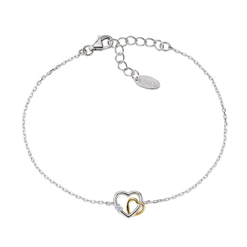 Bracciale donna Amen Amore in argento dorato con cuori e zirconi BRHBHGBZ-1