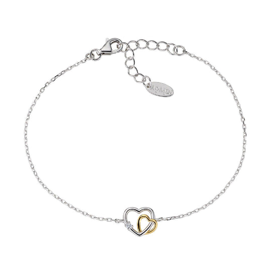Bracciale donna Amen Amore in argento dorato con cuori e zirconi BRHBHGBZ-1