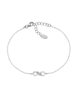 Bracciale catena da donna della collezione Amen Amore in argento 925 con due infiniti incrociati e zirconi BRININBBZ