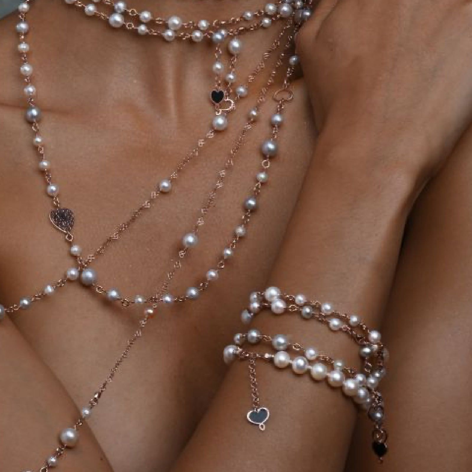 Bracciale donna Maman et Sophie Perla di Labuan argento rosé perle 8mm BRLABB-2