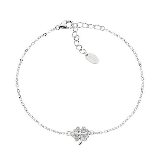 Bracciale donna Amen Fortuna in argento con quadrifoglio di zirconi bianchi BRQBBZ3-1
