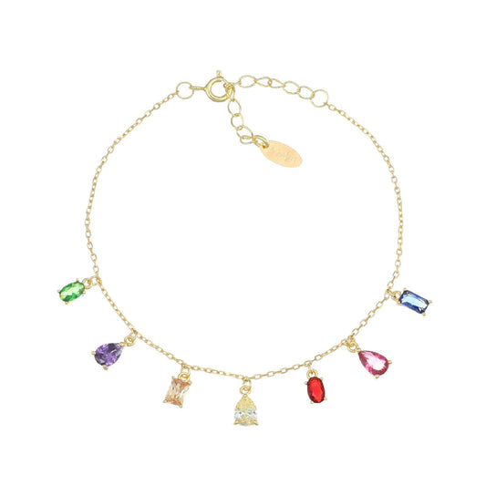 Braccialetto catena Amen Rainbow donna in argento dorato con zirconi multicolor BRRAGMZ1-1
