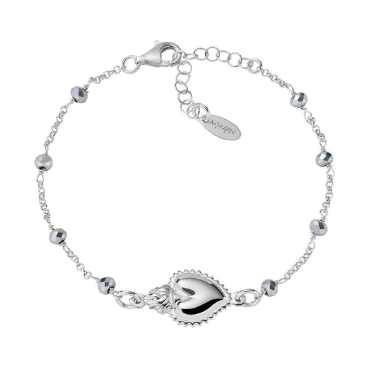 Bracciale donna Amen Sacro in argento con cuore e cristalli grigi BRSCGBG-1