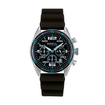Orologio crono uomo Breil Score cassa in acciaio e silicone, quadrante nero e dettagli azzurri 43 mm MISURA UNICA