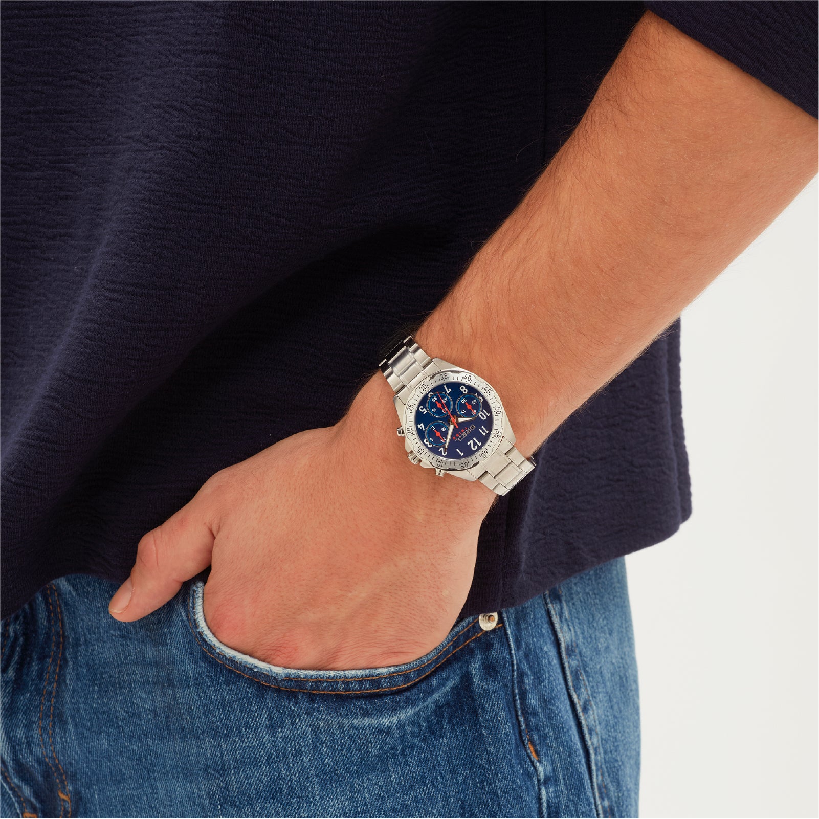 Orologio crono uomo Breil in acciaio quadrante blu 37mm MISURA UNICA