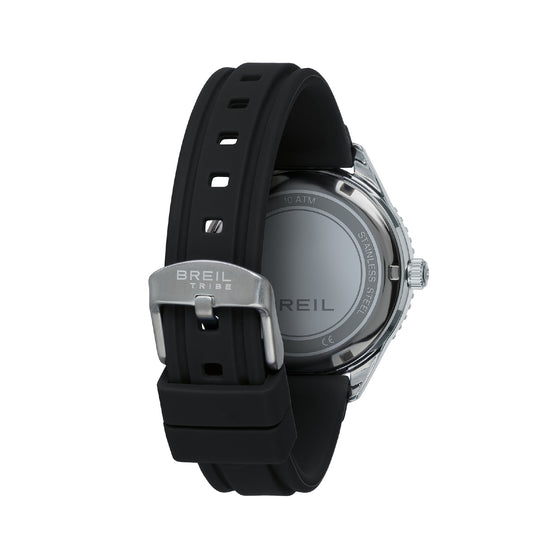 Orologio uomo Breil in acciaio con cinturino silicone nero MISURA UNICA