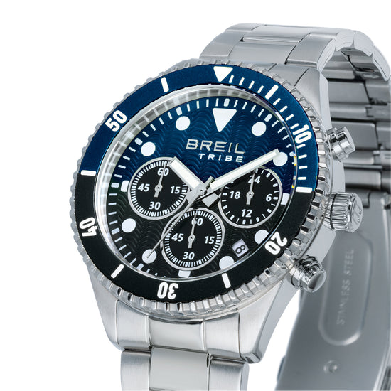 Orologio crono uomo Breil in acciaio quadrante blu e nero MISURA UNICA