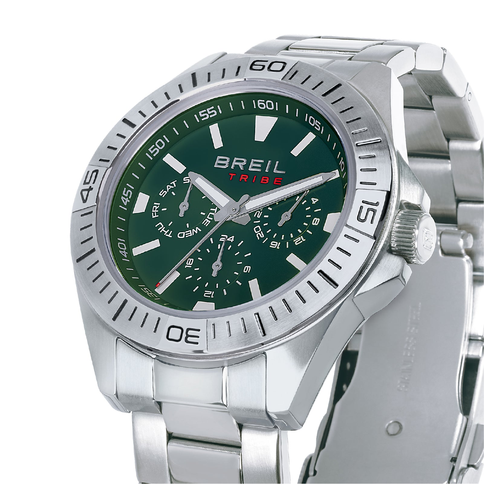 Orologio multifunzione Breil in acciaio con quadrante verde MISURA UNICA