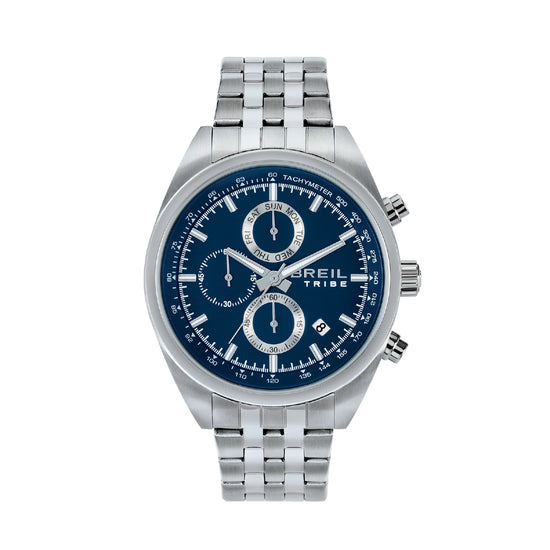 Orologio crono da uomo Breil in acciaio con quadrante blu MISURA UNICA