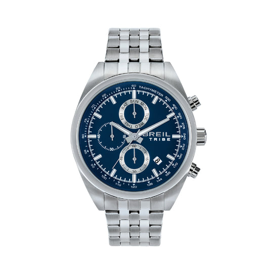 Orologio crono da uomo Breil in acciaio con quadrante blu MISURA UNICA
