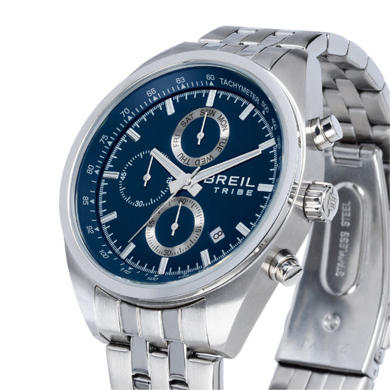 Orologio crono da uomo Breil in acciaio con quadrante blu MISURA UNICA