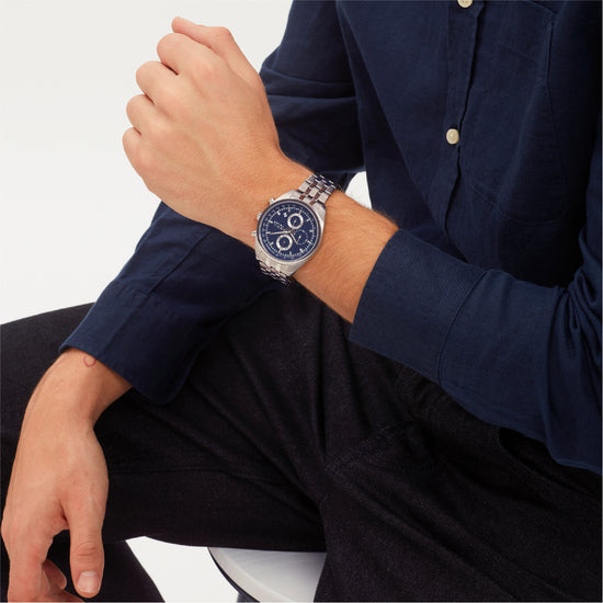 Orologio crono da uomo Breil in acciaio con quadrante blu MISURA UNICA