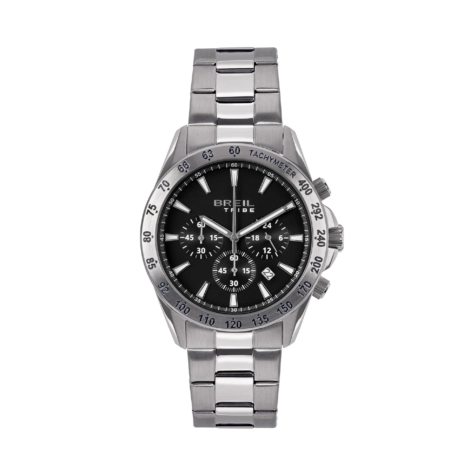 Orologio crono uomo Breil in acciaio quadrante nero 43mm MISURA UNICA