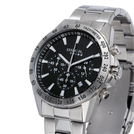 Orologio crono uomo Breil in acciaio quadrante nero 43mm MISURA UNICA