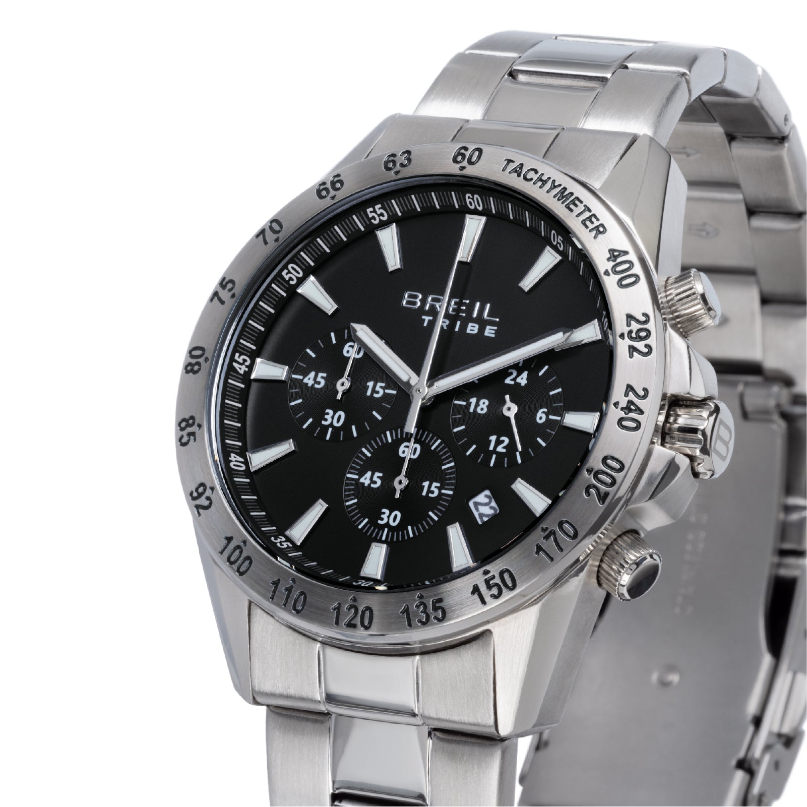 Orologio crono uomo Breil in acciaio quadrante nero 43mm MISURA UNICA