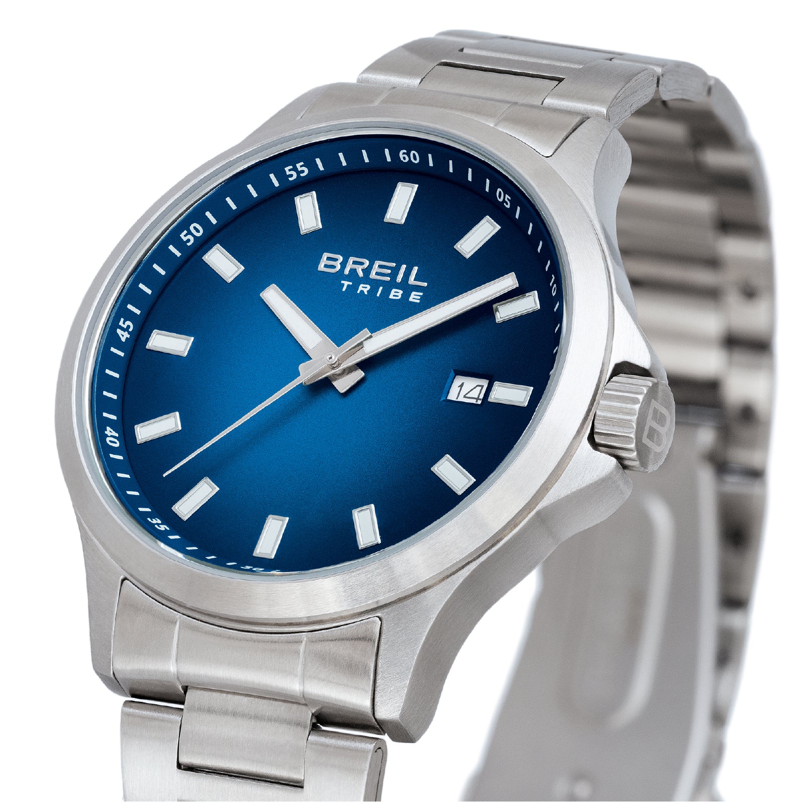 Orologio solo tempo uomo Breil Kai in acciaio con quadrante sfumato blu 41 mm MISURA UNICA