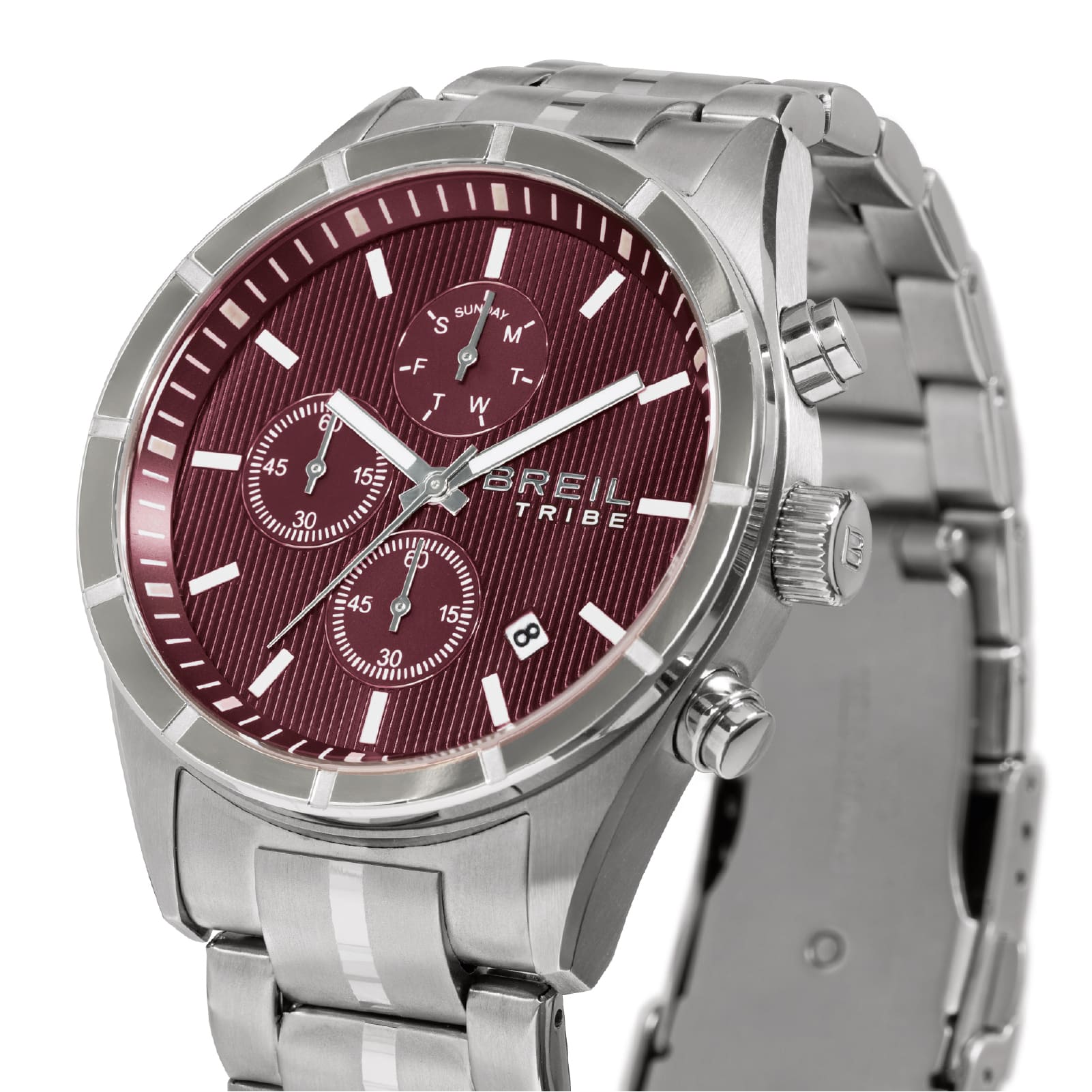 Orologio cronografo Breil Captain acciaio quadrante bordeaux MISURA UNICA