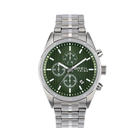 Orologio cronografo Breil Captain in acciaio quadrante verde MISURA UNICA