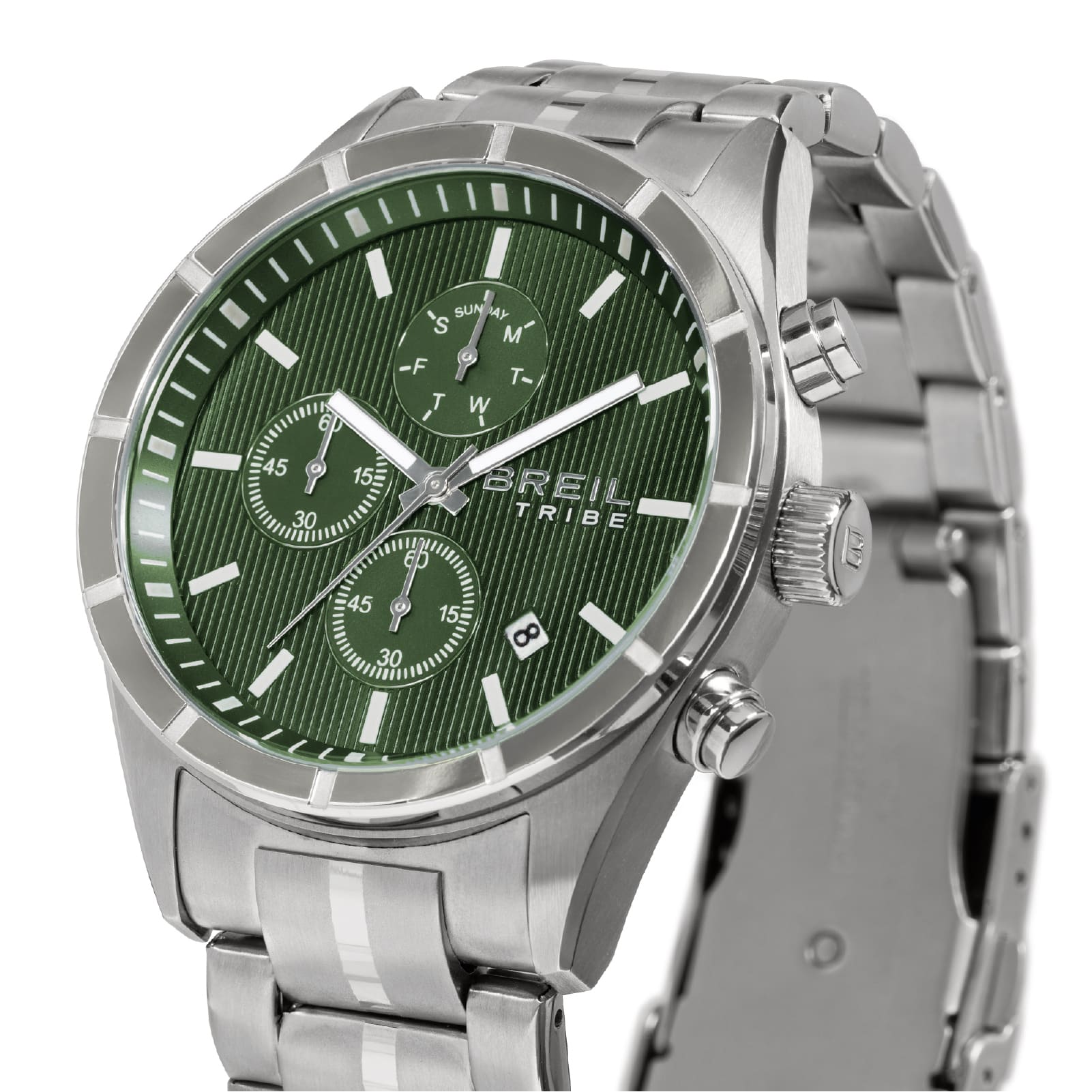 Orologio cronografo Breil Captain in acciaio quadrante verde MISURA UNICA