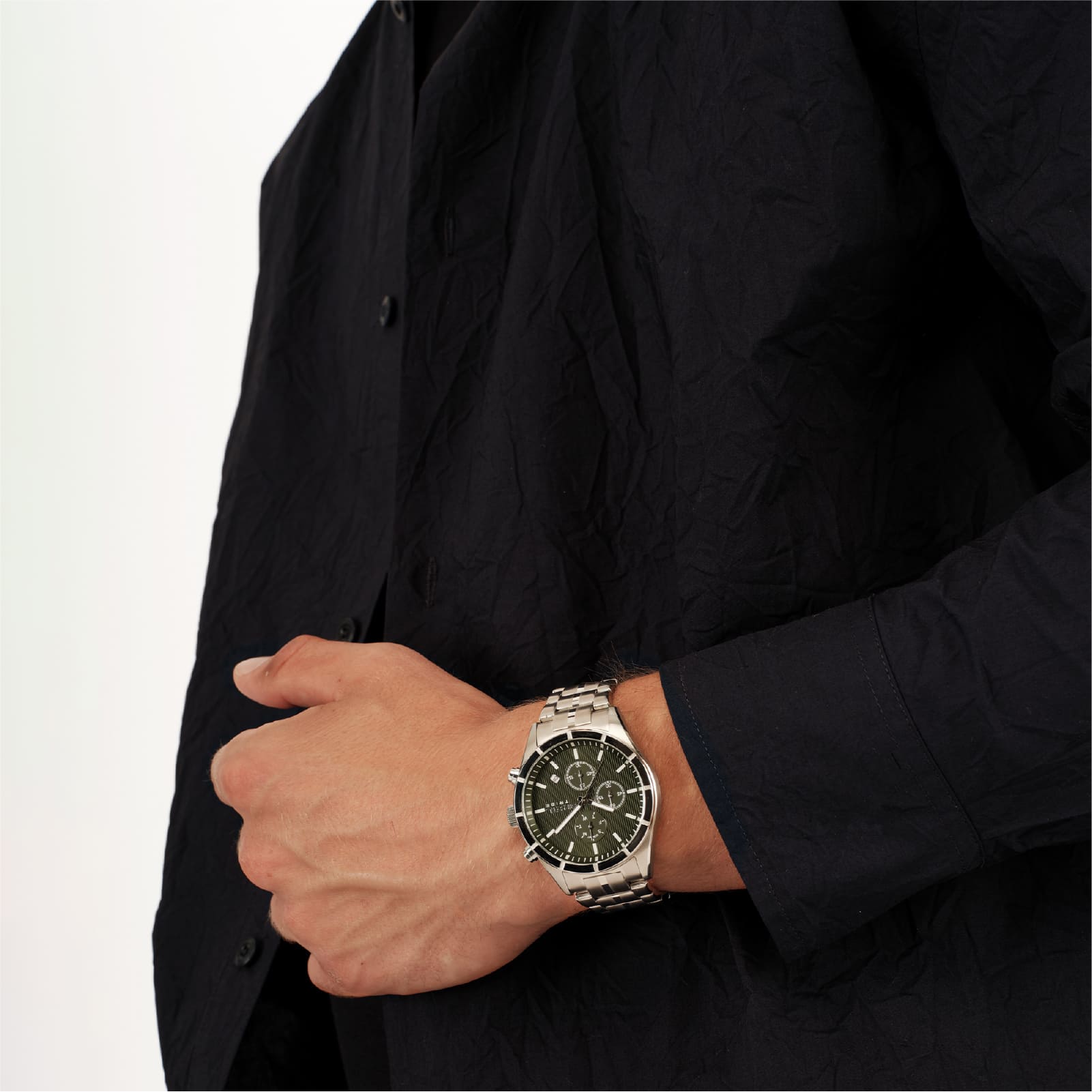 Orologio cronografo Breil Captain in acciaio quadrante verde MISURA UNICA