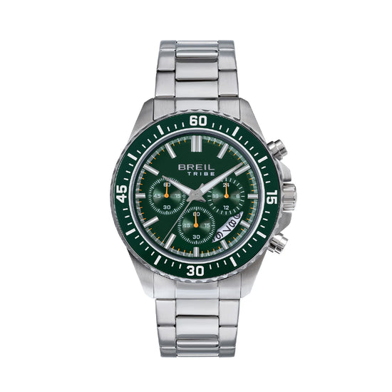 Orologio cronografo Breil Tribe Trial acciaio quadrante verde MISURA UNICA