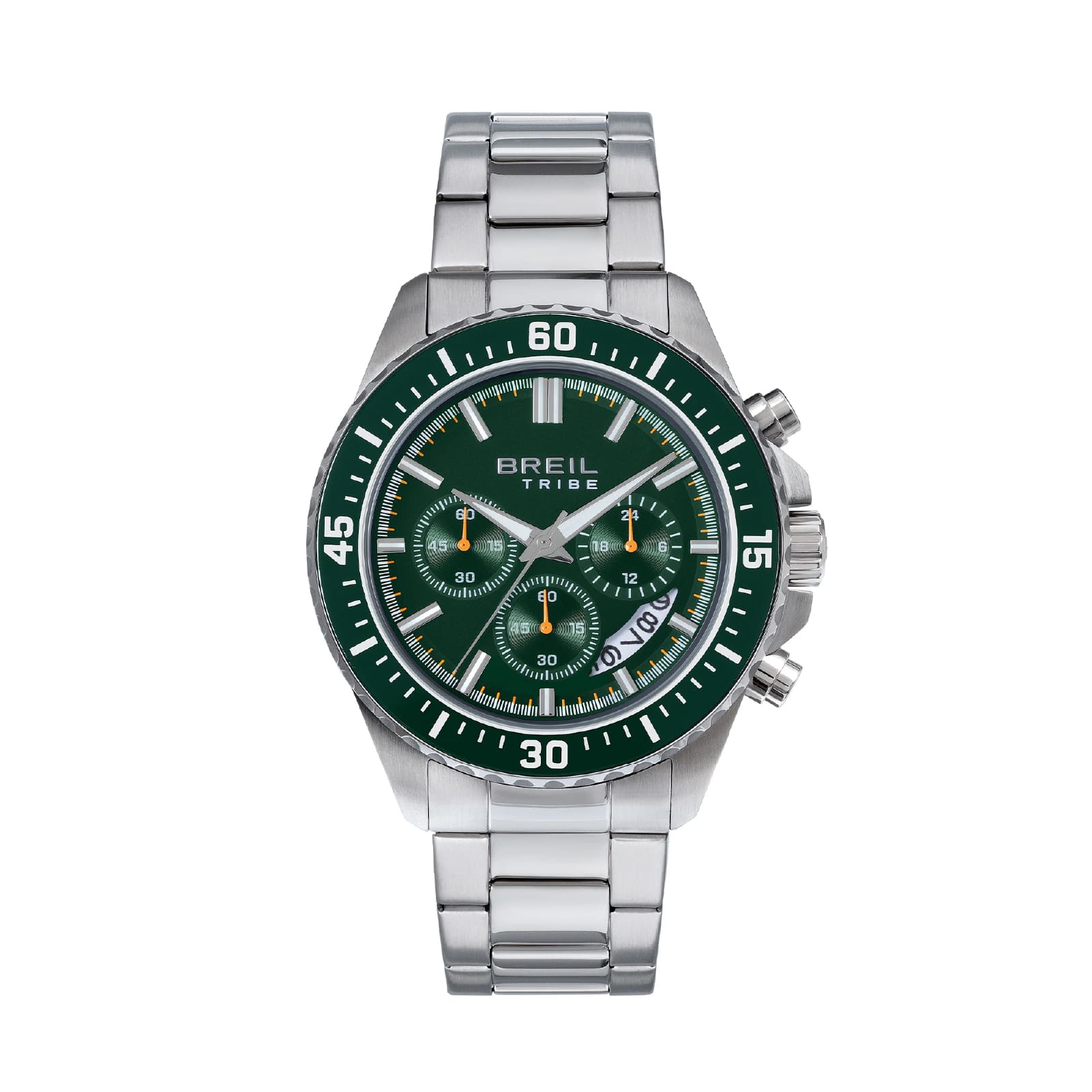 Orologio cronografo Breil Tribe Trial acciaio quadrante verde MISURA UNICA