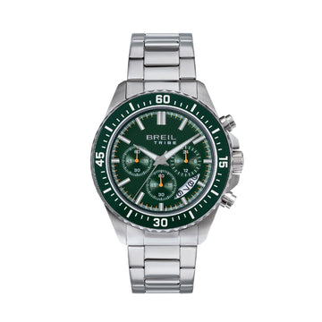Orologio cronografo Breil Tribe Trial acciaio quadrante verde MISURA UNICA