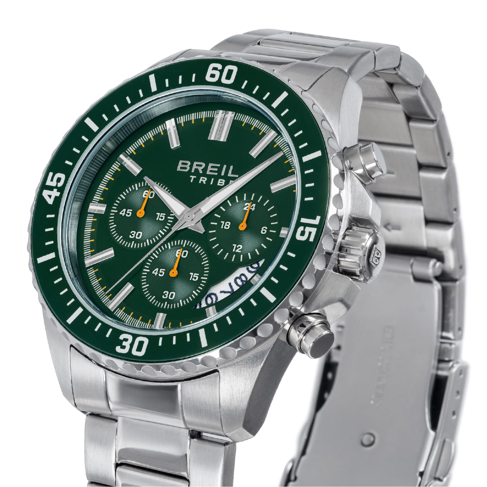 Orologio cronografo Breil Tribe Trial acciaio quadrante verde MISURA UNICA