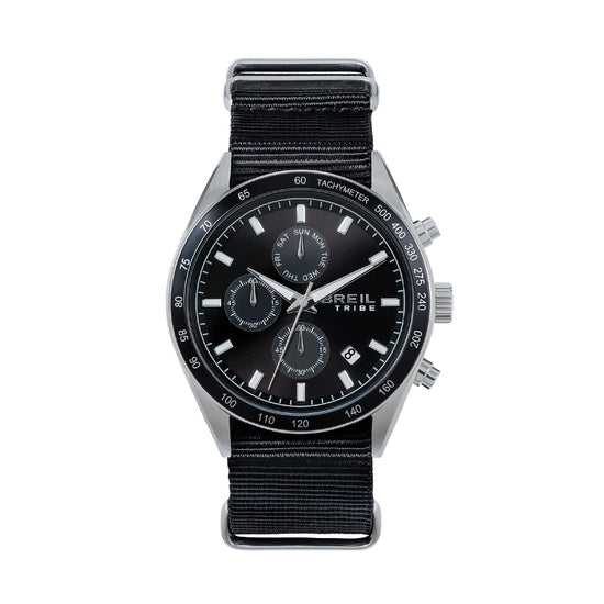 Orologio cronografo Breil Echo in acciaio e nylon nero uomo MISURA UNICA