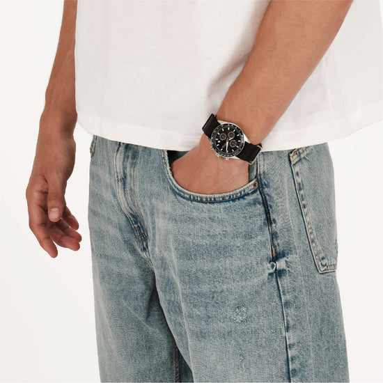 Orologio cronografo Breil Echo in acciaio e nylon nero uomo MISURA UNICA