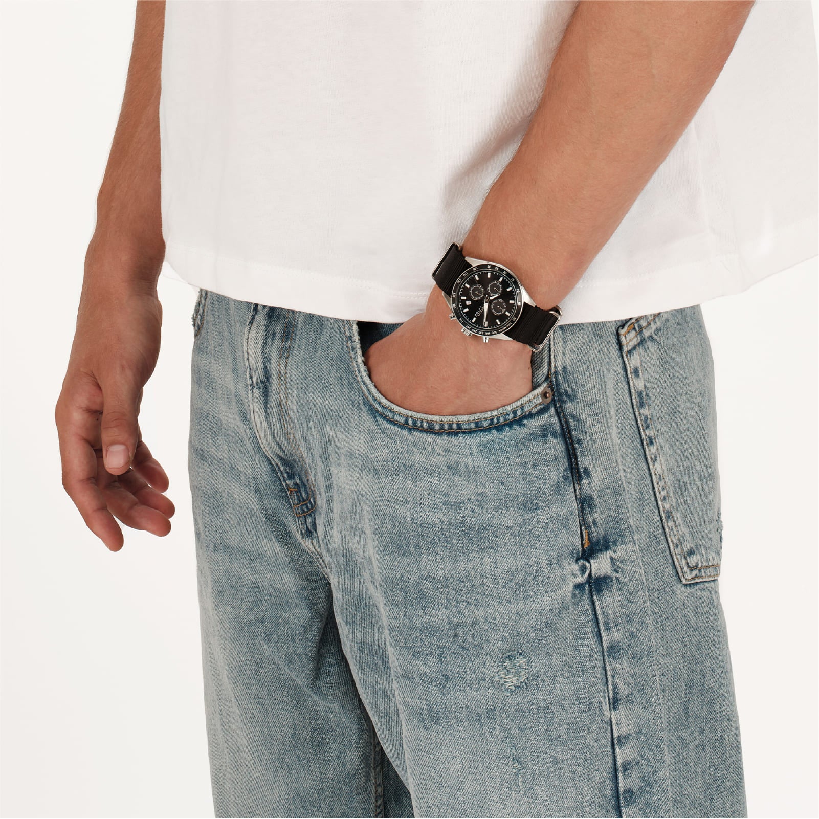 Orologio cronografo Breil Echo in acciaio e nylon nero uomo MISURA UNICA