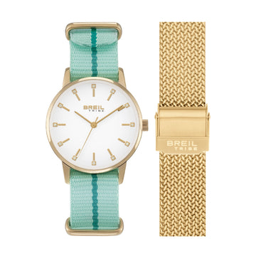Orologio Breil Twist Line in acciaio dorato e cinturino verde MISURA UNICA