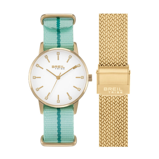 Orologio Breil Twist Line in acciaio dorato e cinturino verde MISURA UNICA