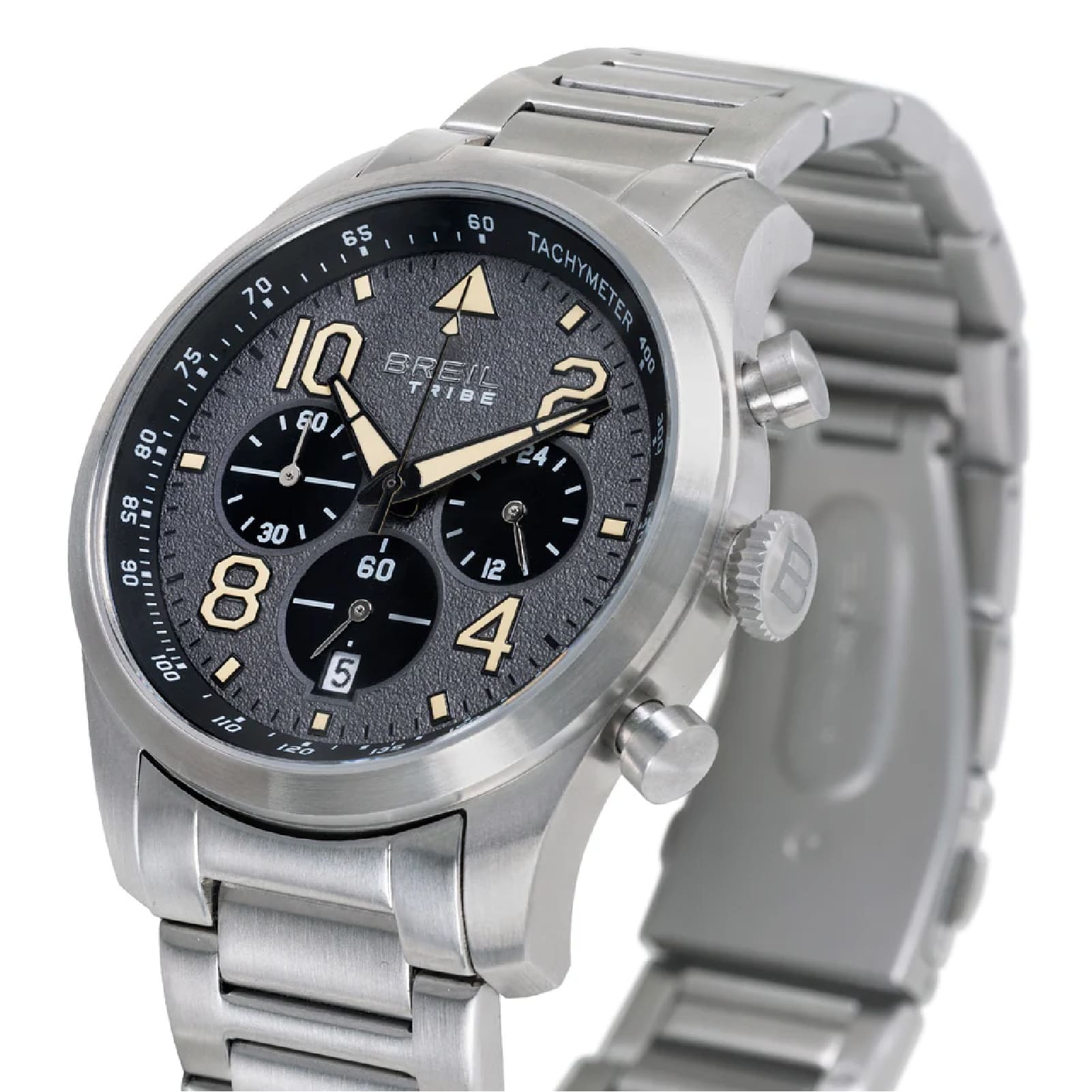 Orologio crono Breil Recon cassa in acciaio e quadrante grigio MISURA UNICA