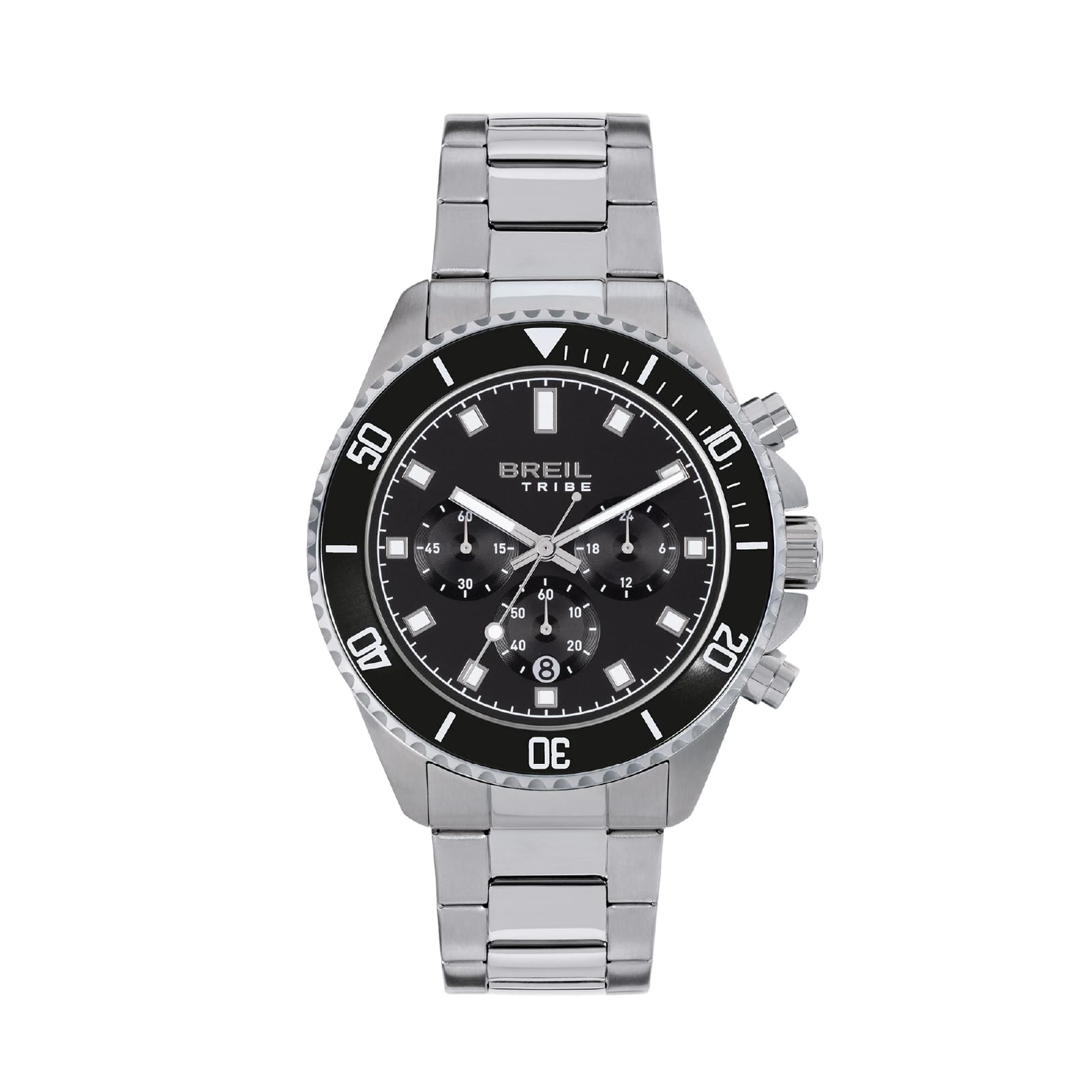 Orologio crono Breil Stand Guard in acciaio e quadrante nero MISURA UNICA