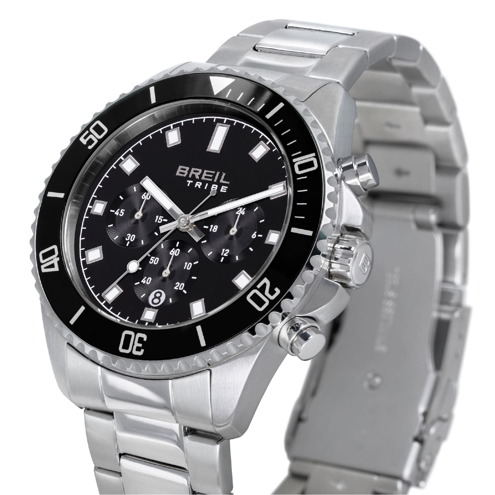 Orologio crono Breil Stand Guard in acciaio e quadrante nero MISURA UNICA