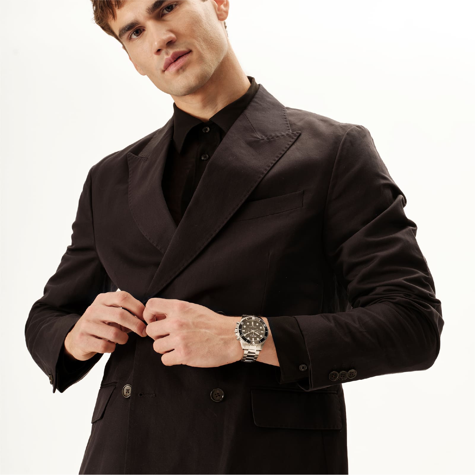 Orologio crono Breil Stand Guard in acciaio e quadrante nero MISURA UNICA