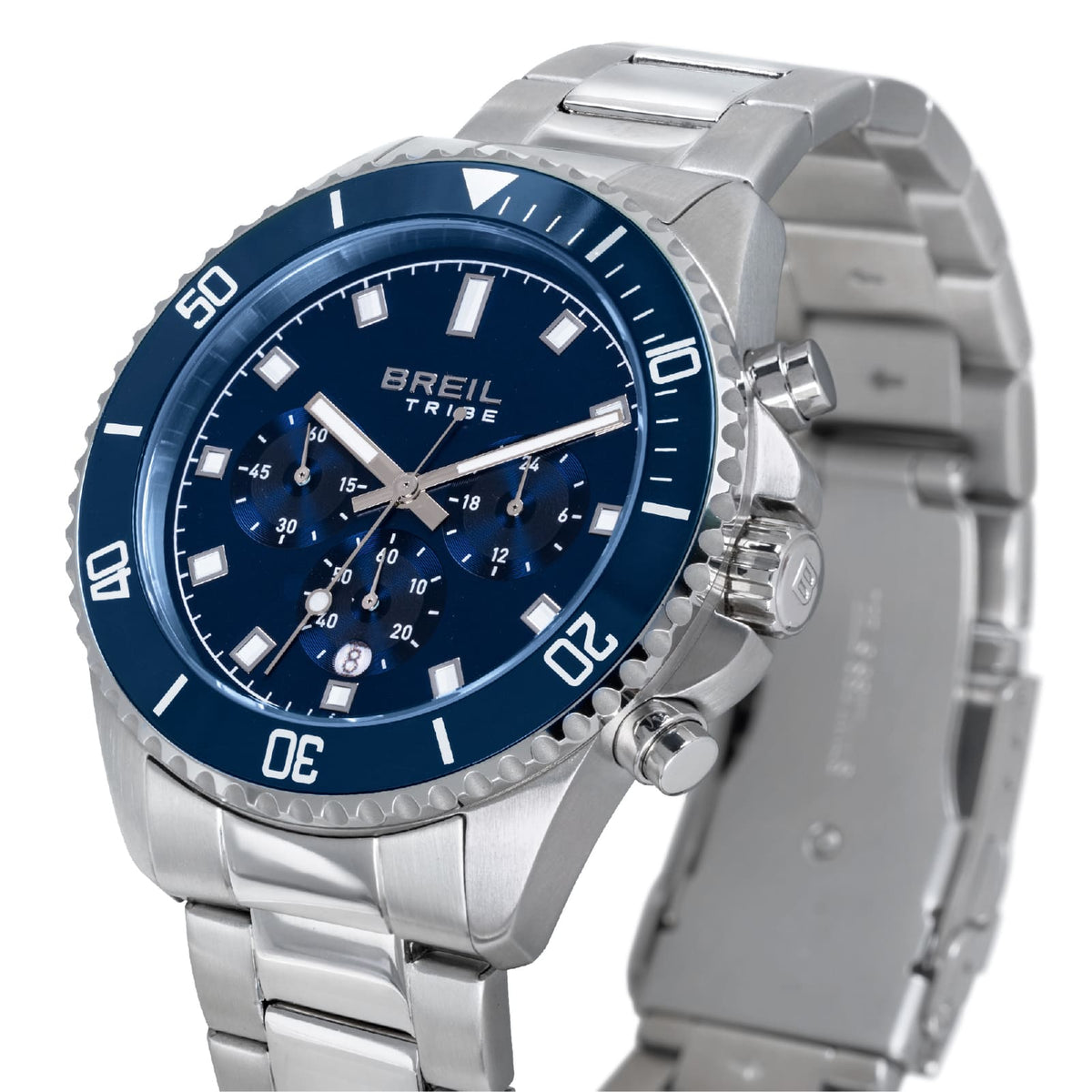 Orologio cronografo Breil Stand Guard in acciaio e blu MISURA UNICA