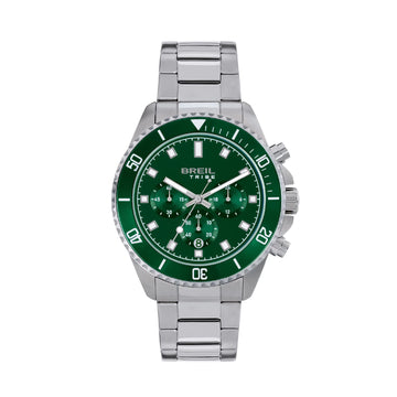 Orologio crono Breil Stand Guard in acciaio e quadrante verde MISURA UNICA