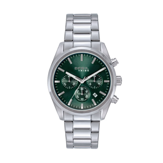 Orologio cronografo Breil Upton in acciaio quadrante verde MISURA UNICA