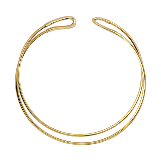 Collana girocollo rigida Breil in acciaio oro e doppio filo BT.TJ3674