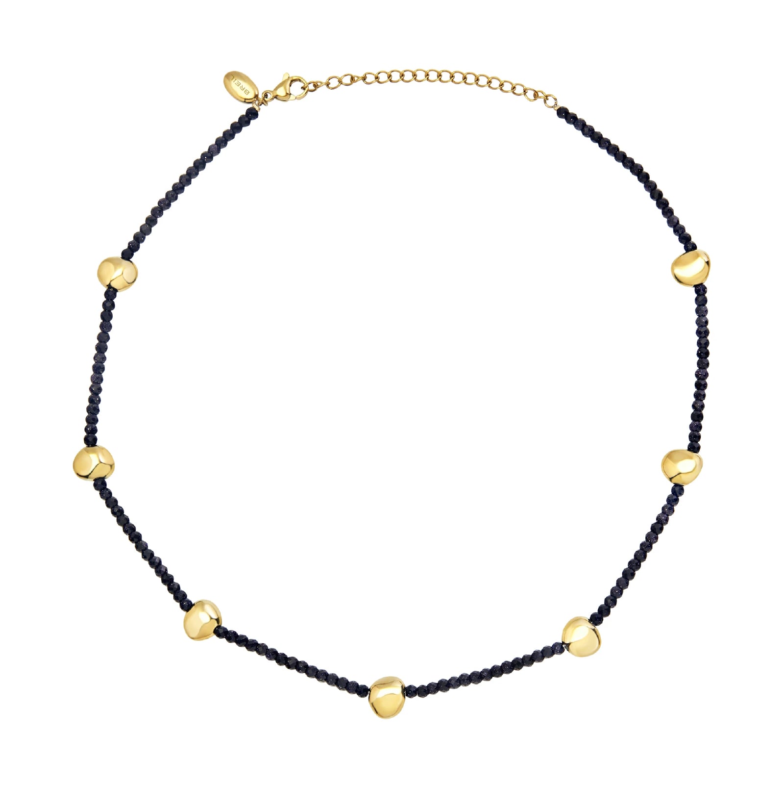 Collana Breil con pietre blu ed elementi in acciaio dorato BT.TJ3695