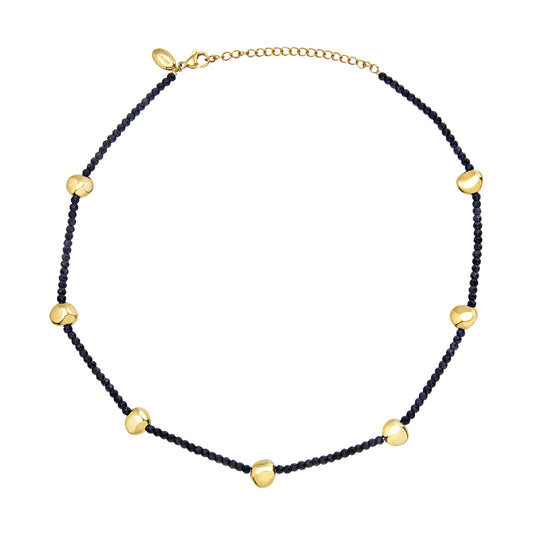 Collana Breil con pietre blu ed elementi in acciaio dorato BT.TJ3695