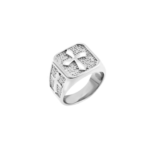 Anello Breil in acciaio martellato e simbolo croce da uomo 23