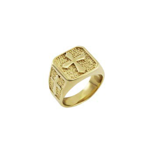 Anello Breil in acciaio oro martellato con simbolo croce 23