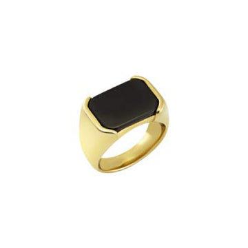 Anello chevalier Breil in acciao dorato con top in vetro nero 23