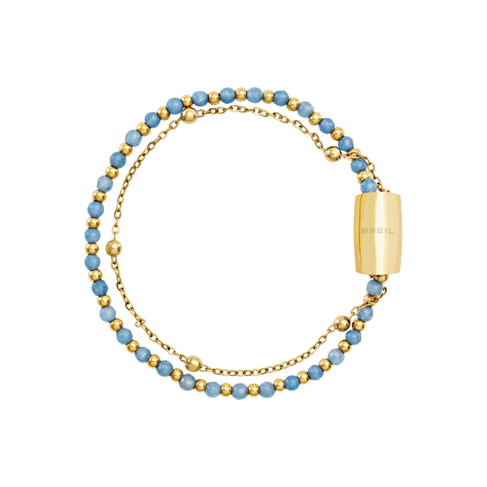 Bracciale donna Breil Magnetica in acciaio dorato agata blu 19,5 cm