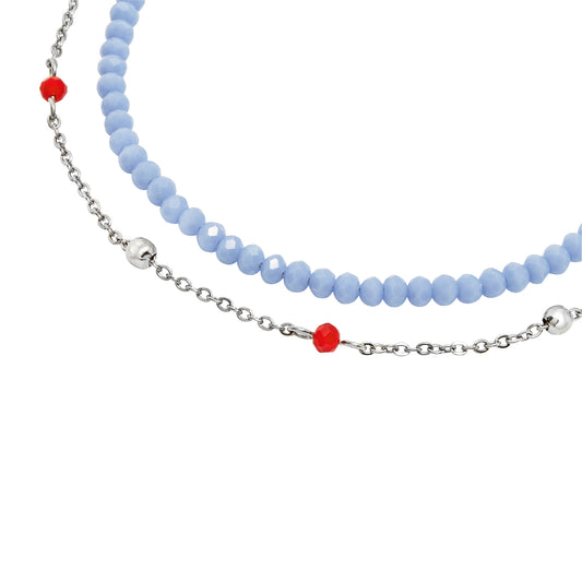 Collana donna Breil Magnetica System acciaio con cristalli rossi e azzurri MISURA UNICA
