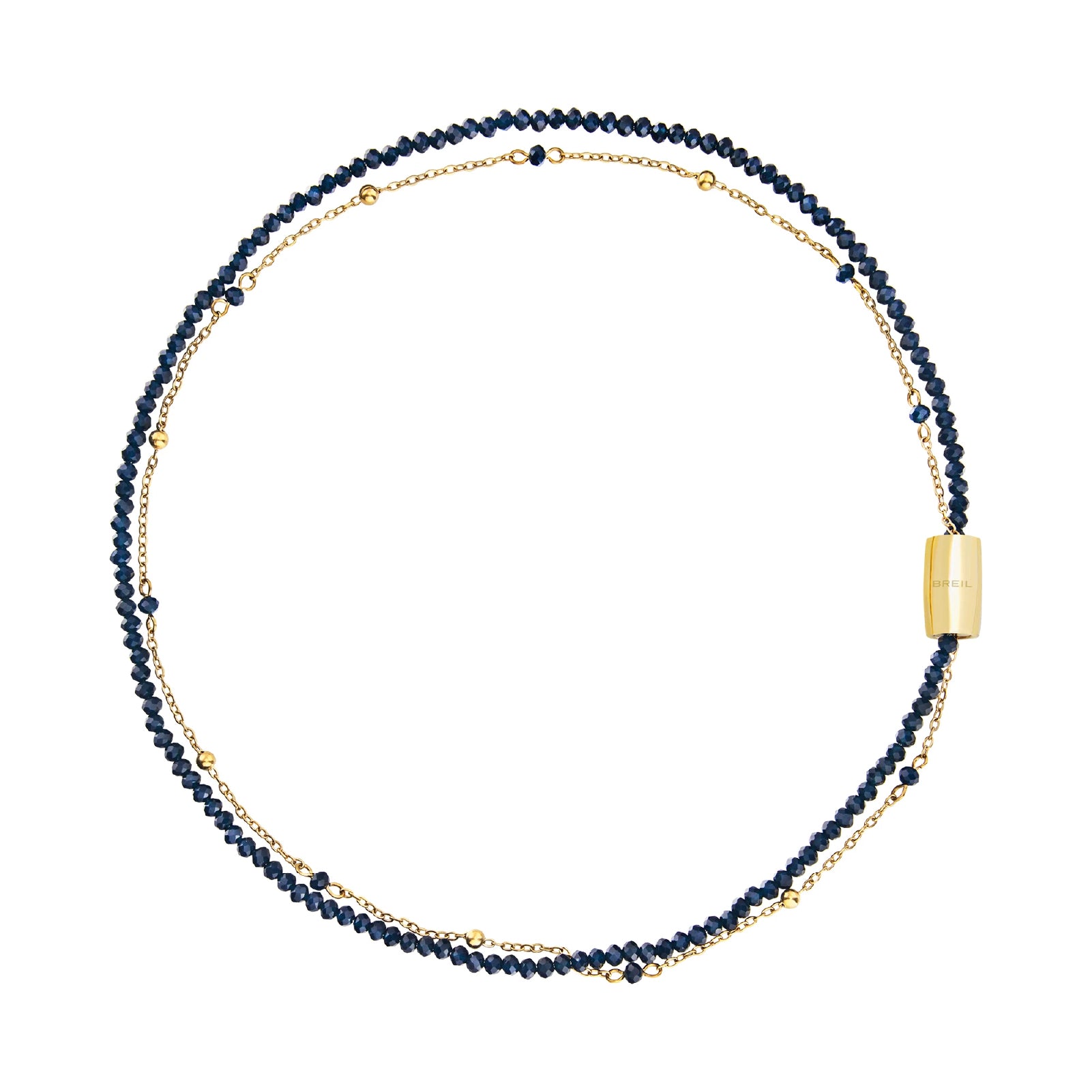 Collana donna Breil Magnetica System acciaio dorato con cristalli blu scuro MISURA UNICA