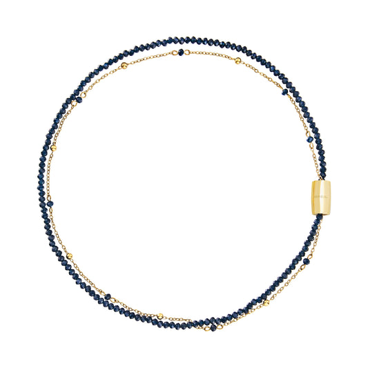 Collana donna Breil Magnetica System acciaio dorato con cristalli blu scuro MISURA UNICA
